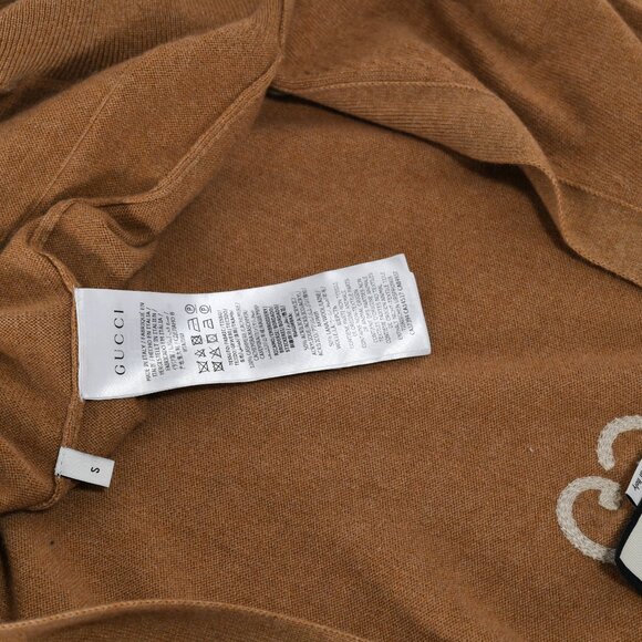 Gucci V-Neck Cardigan Embroidered GG Brown - Picture 7 of 12